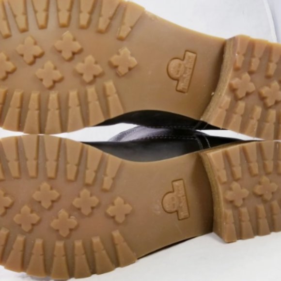 TIMBERLAND WOMEN BOOTS BROWN LEATHER GRAY CANVAS MOTORCYCLE COMBAT BOOTS SZ 7.5 - Picture 8 of 9